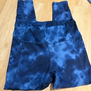 Blue tie-dye, cute Leggings pocket yoga leggings m medium danskin